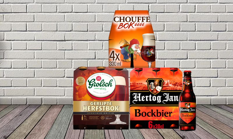 Drie multipacks met herfstbok of bockbier
